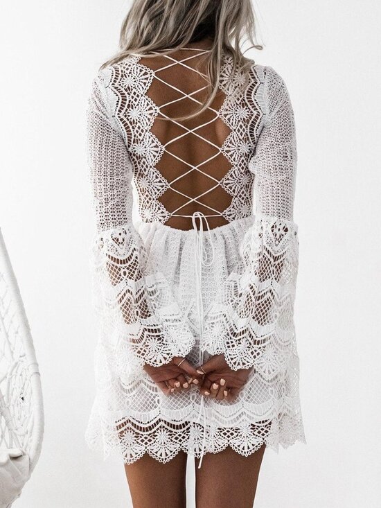 Two Sisters Dresses & Skirts - Twosisters The Label Romania White Lace Boho Mini Dress - Size